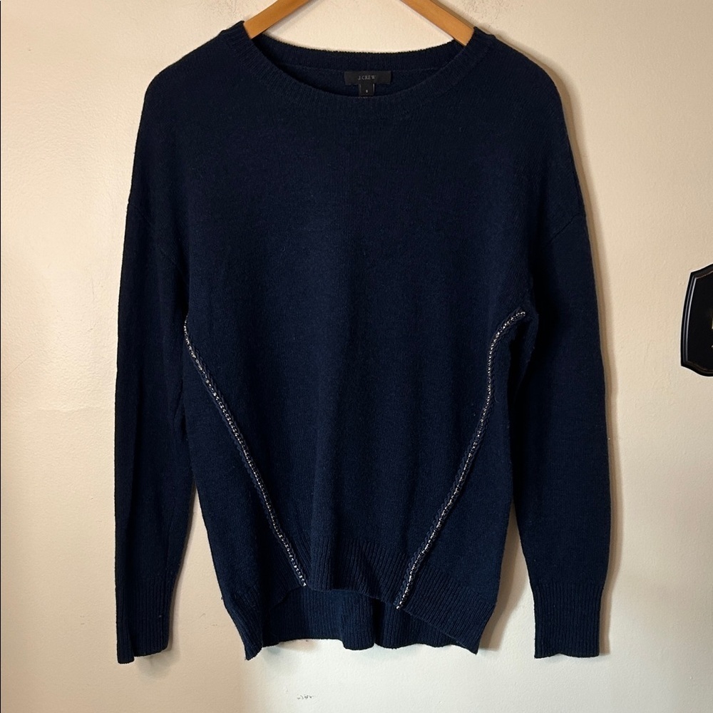 J. Crew Women’s Navy Blue Crewneck Sweater 100% Wool Size S